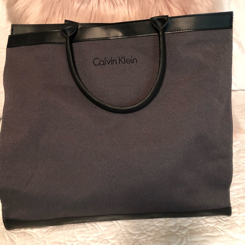 Calvin Klein vinyl and canvas tote!
